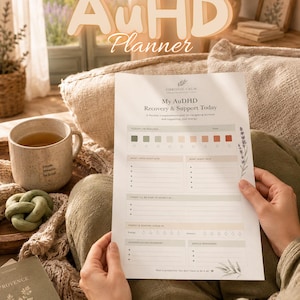 AuDHD Planner Printable, Sensory Burnout Tracker, Autism ADHD Daily Planner, Neurodivergent PDF, PDF Download, Executive dysfuntion