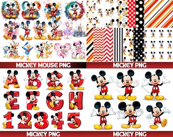 Mickey Mouse PNG Mega Bundle, Mickey Mouse and Friends Watercolor PNG, Mickey Mouse Clipart, Minnie Mouse, Mickey Mouse Clubhouse Castle Png