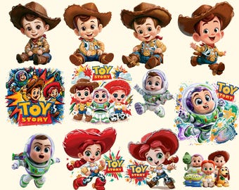 Baby Toy Story PNG, Toy Story 5 Watercolor PNG, Toy Story 5 Characters Bundle, Woody Buzz Jessie Digital Clipart, You’ve Got a Friend in Me