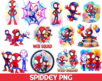 Spidey PNG, Spidey watercolor PNG, Spidey and his Amazing Friends Png, Spidey Alphabet, Superhero Birthday, Spidey Shirt PNG, New Spidey Png