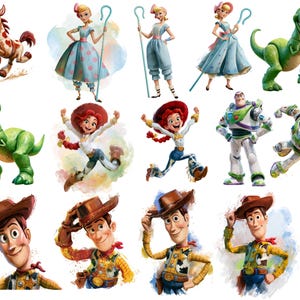 Toy Story PNG, Toy Story 5 Watercolor PNG, Toy Story 5 Characters Bundle PNG, Woody Buzz Jessie Digital Clipart, You’ve Got a Friend in Me image 4