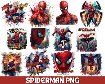 Spiderman PNG, Spiderman PNG en acuarela, paquete de más de 100 imágenes PNG de Spiderman, silueta de araña, imágenes PNG de superhéroes totalmente nuevas, archivos de corte de Baby Spiderman