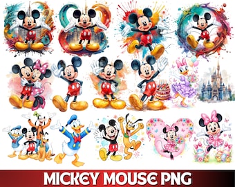 Mickey Mouse PNG, Mickey Watercolor PNG, Bundle Of Mickey Cartoon Mouse Watercolor PNG, Mickey Clipart Bundle, Mouse Adventure Watercolor