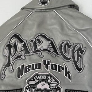 Chaqueta de cuero gris Vintage Palace Avirex New York, auténtica Cowsoft, icono del streetwear americano. imagen 2