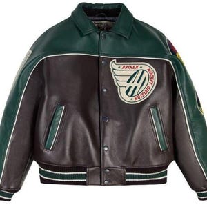 Vintage Avirex Canadian Division Leather Jacket, Embroidered Back Patch, Bomber Streetwear Outerwear image 1