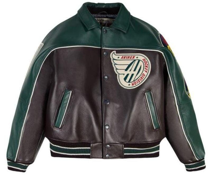 Vintage Avirex Canadian Division Leather Jacket, Embroidered Back Patch, Bomber Streetwear Outerwear image 1