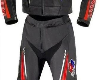 Combinaison de course en cuir pour moto BMW RR, équipement de protection de moto en peau de vache véritable, tenue de course