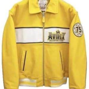 Avirex 75th Anniversary Leather Varsity Jacket ,Embroidered Eagle Heritage Streetwear image 2