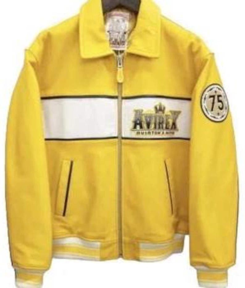 Avirex 75th Anniversary Leather Varsity Jacket ,Embroidered Eagle Heritage Streetwear image 2