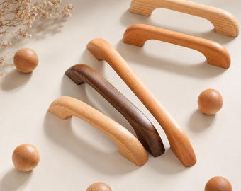 Tiradores y pomos de madera maciza para armarios, tiradores de madera para cajones, herrajes para armarios