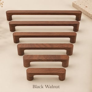 Solid Wood Cabinet Knobs, Oak Beech Walnut Minimalist Drawer Pulls
