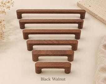 Tiradores de madera maciza para armarios, de roble, haya y nogal, estilo minimalista.