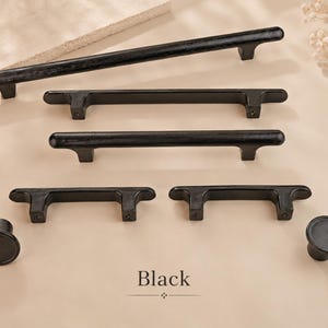 Tiradores y pomos de madera maciza para armarios, tiradores minimalistas para cajones, herrajes de roble y nogal. Black