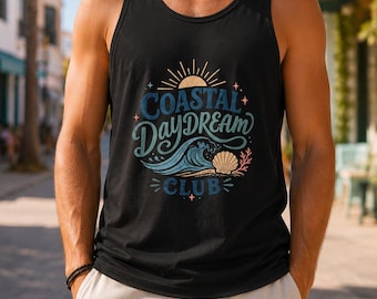Débardeur Coastal Daydream Club, débardeur de plage rétro, t-shirt unisexe pour les vacances d'été