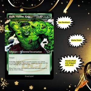 Mtg - Vigor Hulk Violent Rage  - Custom Art Proxy - Commander Playtest Card Matte Finish