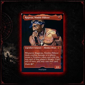 Mtg - Tupac Rap - Ragavan Nimble Pilferer - Custom Art Proxy - Commander Playtest Card - Matte Finish