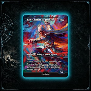 ezio auditore mtg card da Firenze ASSASSINS Magic Custom Commander Deck – CommanderComplete (You may cast a spell for its freerunning cost if you dealt combat damage to a player this turn with an Assassin or commander.) When you do MTG EDH Commander Ezio Auditore