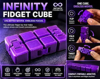 Kostka Fidget Infinity: łagodzenie stresu, zabawka wspomagająca koncentrację, niekończąca się zabawa, trwała konstrukcja