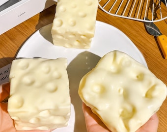 Cheese Stress Ball, Vaseline Filled Sensory Toy, Cheese Squishy Fidget Toy, ASMR Squeeze Toy, Anxiety Relief Desk Toy, no rebound
