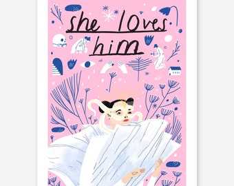 She Loves Him Björk Print - Musician, Bjork, Music Poster, Pagan Poetry