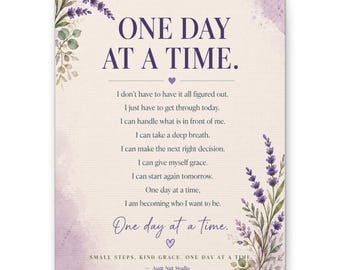 Bevestigingsdoek One Day At A Time | Mat gespannen canvas 1,25"