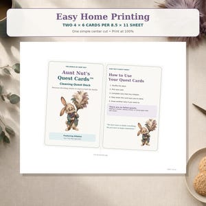 ADHD Cleaning Cards Printable, 52 Executive Function Task Cards with Nibbles, Home Reset Digital Download
