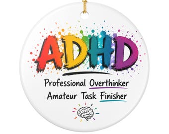 ADHD Rainbow Splash Professional Overthinker Ornament | Keramisch rond ornament