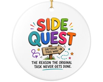 Side Quest-omweg keramisch ornament | Ornament grappig spelcitaat