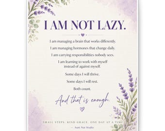 I Am Not Lazy-affirmatie mat canvas