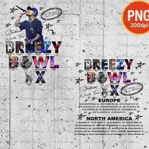 Chris Brown Breezy Bowl XX Tour 2025 T-Shirt Png Design, Bootleg Tee, Chris Brown PNG File Chris Brown 2025 Tour Png Breezy Bowl XX Tour Png