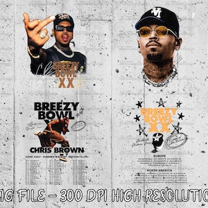 Chris Brown Breezy Bowl XX Tour 2025 T-Shirt Png Design, Bootleg Tee, Chris Brown PNG File Chris Brown 2025 Tour Png Breezy Bowl XX Tour Png