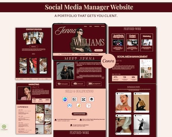 Marketing Portfolio Website Template, Social Media Manager Portfolio, Canva Website, One Page Portfolio, Content Creator