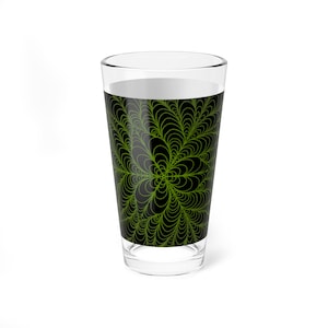 Vaso mezclador fractal verde neón de 473 ml / Vaso para cócteles de base pesada