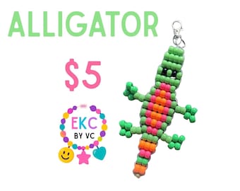 Alligator Pony Bead Keychain | Handmade Gator Charm | Florida Gift | Reptile Lover Accessory