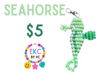 Seahorse Pony Bead Keychain | Handmade Ocean Charm | Beach Lover Gift | Marine Life Accessory