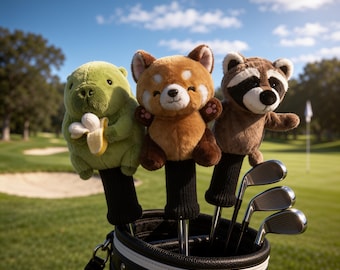 Funda para palos de golf con diseño de animales, protector de felpa para driver y palos de golf para hombres y mujeres, regalo único para golfistas, funda para maderas de calle, accesorio para bolsa de golf
