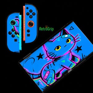 Custodia protettiva in TPU con motivo gatto blu per Nintendo Switch, Switch OLED e Switch 2 / Cover sottile antiurto / Custodia da gioco con impugnatura antiscivolo