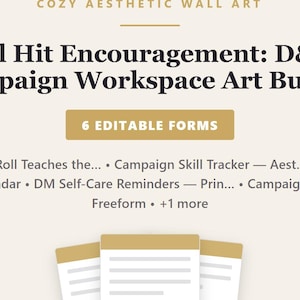 D&D DM Campaign Workspace Printable Bundle | 8 PDF Pages | Instant Download