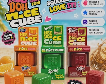 Nee Doh Nice Cube Soda Edition Squishy Stress Relief Toy Soft Sensory Fidget Cube Fun Gift for Kids and Adults
