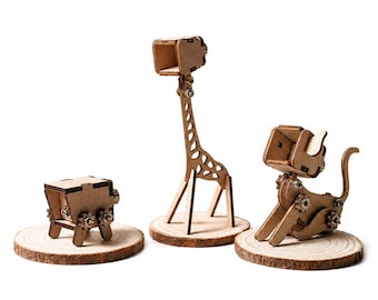 DIY 3D Wooden Animal Puzzle Night Light Kit, STEM STEAM Educational Toy, Cute Giraffe Cat Dog Model, Laser Cut Wood Craft Gift