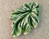 Golden Green Maple Leaf Ceramic Focal Pendant