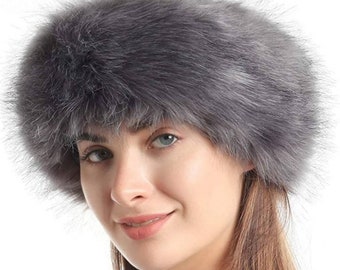 Gray Fur Headband Mink Earwarmers Fur Earmuffs Faux Fur Headwrap Winter Fur Hat Mink Cap Earcovers Headcovers