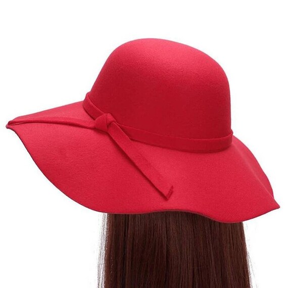 Red Floppy Hat Pink Wide Brim Hat 