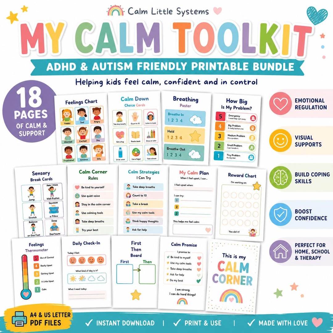 ADHD & Autism Calm Down Toolkit Printable for Kids - Etsy Australia