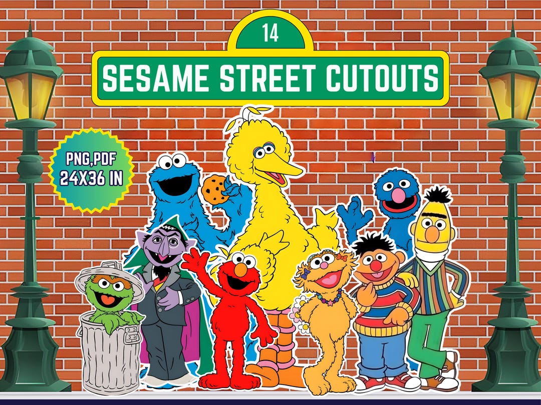 Sesame Street Character Cutouts | Birthday Party Decor, Photo Prop (Digital Download)