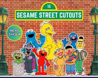 Sesame Street Character Cutouts | Birthday Party Decor, Photo Prop (Digital Download)