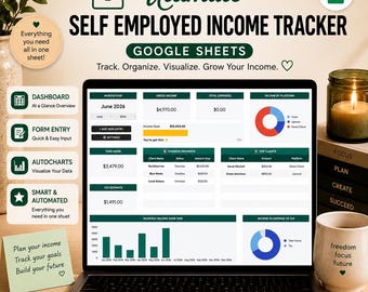 Self Employed Income Tracker Google Sheets Automated Dashboard Tax Calculator Freelance Spreadsheet Template