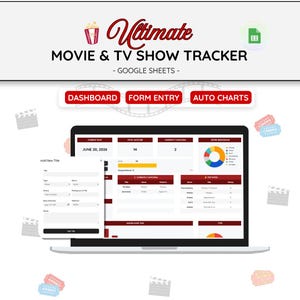Movie & TV Show Tracker Google Sheets | Watchlist Template | TV Series Spreadsheet | Movie Log and Journal