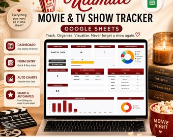 Movie Tracker & TV Show Tracker | Watchlist Google Sheets | Movie Log | Movie Journal | Movie Rating