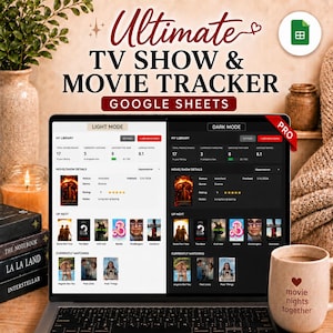 Movie Tracker & TV Show Tracker | Movie Log | Google Sheets Pro Version | Movie Journal
